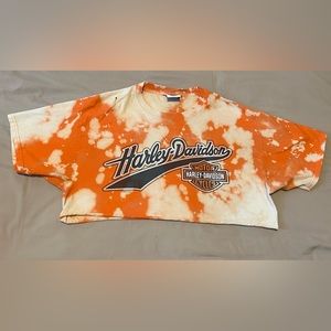 Custome Cropped Tye Dye Harley Davidson Shirt